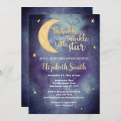 Twinkle Twinkle little star watercolor babyshower 招待状 (正面/裏面)