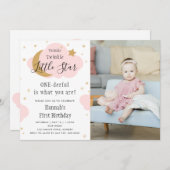 Twinkle Twinkle ONEderful Pink 1stバースデーフォト 招待状 (正面/裏面)