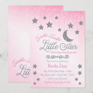 Twinkle Twinkle, Pink Baby Showerへの招待 招待状