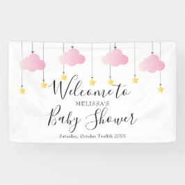 Twinkle Twinkle Pink Girl Baby Showerへようこそ 横断幕