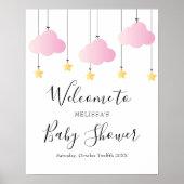 Twinkle Twinkle Pink Girl Baby Showerウェルカムサイン ポスター (正面)