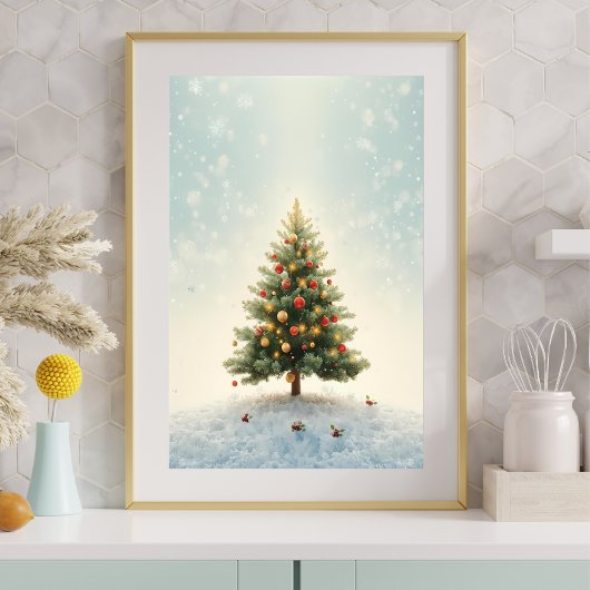 Twinkling Lights Christmas Tree Poster ポスター