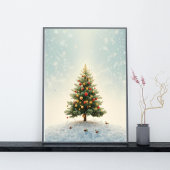 Twinkling Lights Christmas Tree Poster ポスター