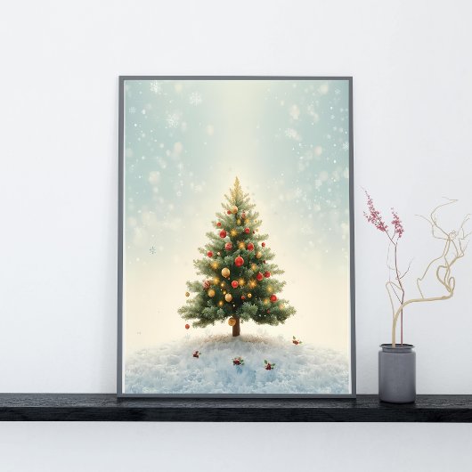 Twinkling Lights Christmas Tree Poster ポスター
