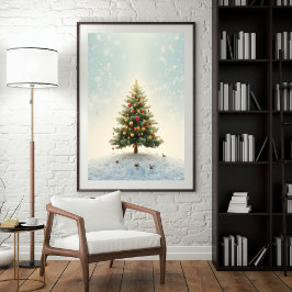 Twinkling Lights Christmas Tree Poster ポスター