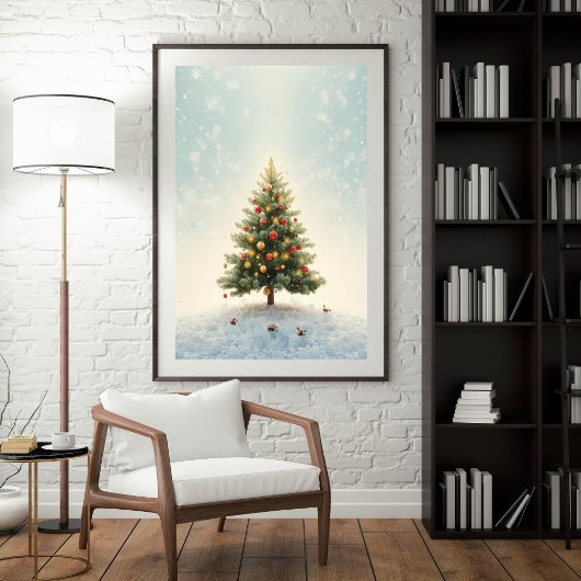 Twinkling Lights Christmas Tree Poster ポスター