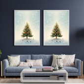 Twinkling Lights Christmas Tree Poster ポスター