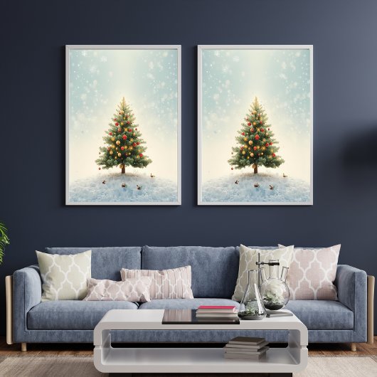 Twinkling Lights Christmas Tree Poster ポスター