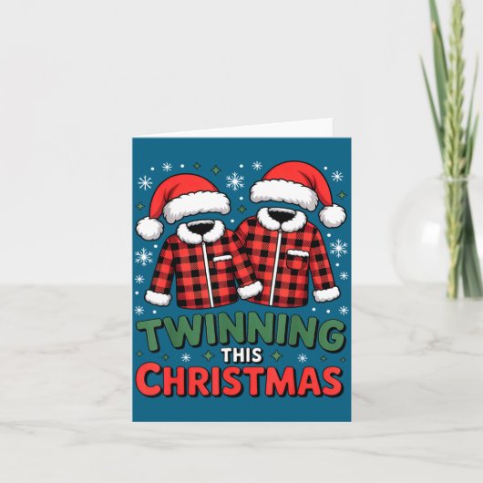 Twinning This Christmas Matching Family Holiday  カード (正面)
