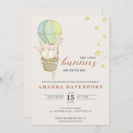 TWINSバニーバルーンベビーシャワー招待状 招待状