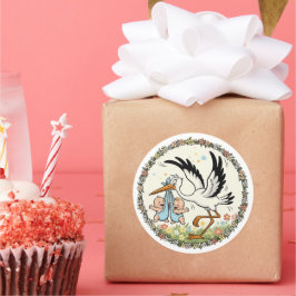 Twins and Stork Vintage Design ラウンドシール