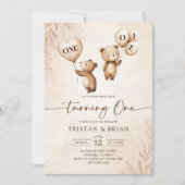 Twins Bear-y First Birthday  招待状 (正面)