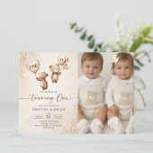 Twins Bear-y First Photo Birthday  招待状 (スタンド正面)