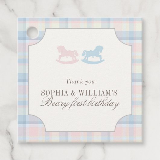 Twins Beary First Birthday フェイバータグ (正面)