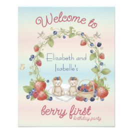 Twins Berry First 1st Birthday Party Poster フォトプリント