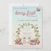 Twins Berry First Birthday Party 招待状 (正面)