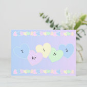 Twins Birth Announcementハート 案内状 (スタンド正面)