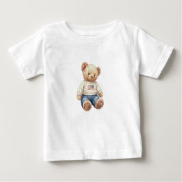 Twins boy teddy bear birthday t shirt ベビーTシャツ