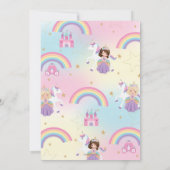 Twins Brunette Blonde Princesses Unicorn Birthday  招待状 (裏面)