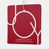 Twin's First Christmas Custom Photo Red セラミックオーナメント (左)