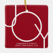 Twin's First Christmas Custom Photo Red セラミックオーナメント (正面)