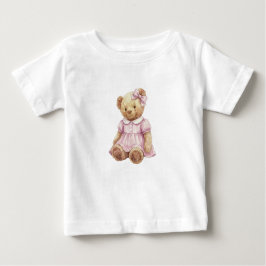 Twins Girl teddy bear birthday t shirt ベビーTシャツ