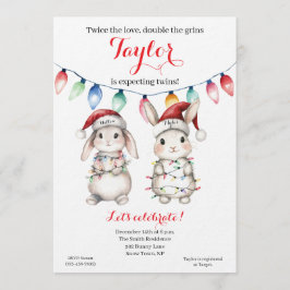 Twins Holiday Lights Baby Shower Invitation 招待状