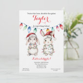 Twins Holiday Lights Baby Shower Invitation 招待状 (スタンド正面)