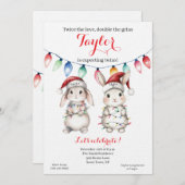 Twins Holiday Lights Baby Shower Invitation 招待状 (正面/裏面)