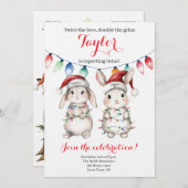 Twins Holiday Lights Baby Shower Invitation 招待状 (正面/裏面)