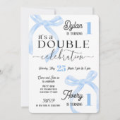 Twins Join Birthday Blue Coquette 招待状 (正面)