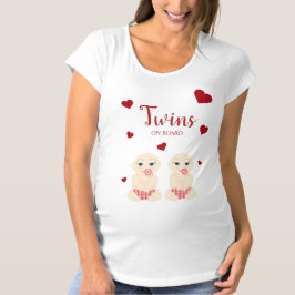Twins On Board Quote with Red Hearts Design Tシャツ