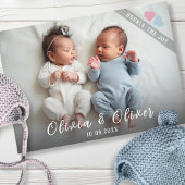 Twins Photo Birth Announcement Card 案内状
