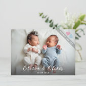 Twins Photo Birth Announcement Card 案内状 (スタンド正面)