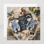 Twins Pregnancy Announcement, baby surprise 案内状 (正面/裏面)