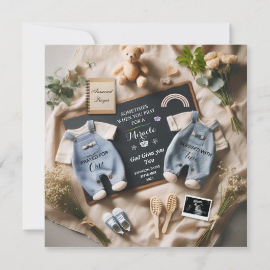 Twins Pregnancy Announcement, baby surprise 案内状 (正面)
