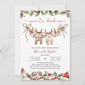 Twins Santa Baby Christmas Baby Shower 招待状 (正面)