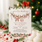 Twins Santa Baby Christmas Baby Shower 招待状