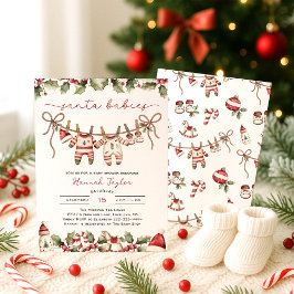 Twins Santa Baby Christmas Baby Shower 招待状