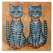 “Twins” Striped Cats by Louis Wain タイル (正面)
