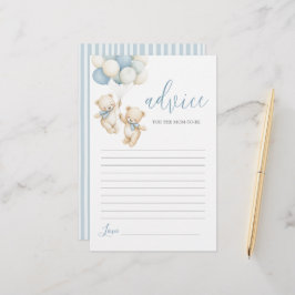 Twins Teddy Bear Advice for Mom To Be card