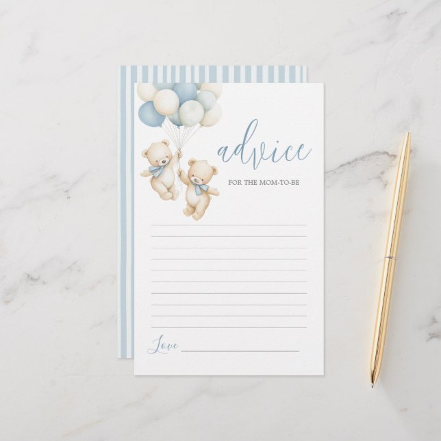 Twins Teddy Bear Advice for Mom To Be card (正面/裏面インサイチュ)