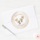 Twins Teddy Bear Balloons 1st Birthday ラウンドシール (封筒)