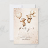 Twins Teddy Bear Balloons Baby Shower サンキューカード (正面)