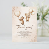 Twins Teddy Bear Balloons Baby Shower サンキューカード (スタンド正面)