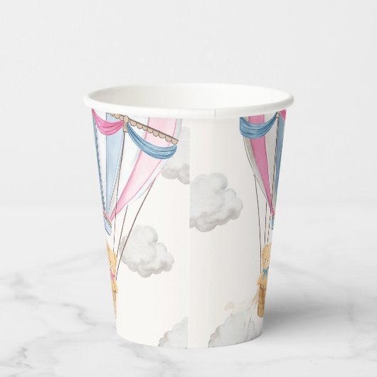 Twins Teddy Bear Blue Hot Air Balloon 紙コップ (右)