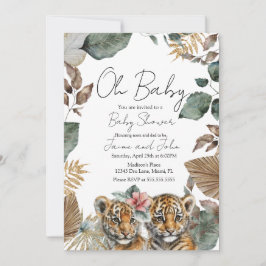 Twins Tiger Jungle Wild Details Baby Shower 招待状