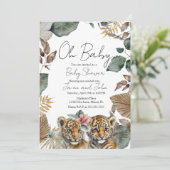Twins Tiger Jungle Wild Details Baby Shower 招待状 (スタンド正面)