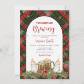 Twins Two Babies Are Brewing Baby Shower  招待状 (正面)