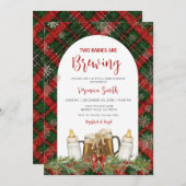 Twins Two Babies Are Brewing Baby Shower  招待状 (正面/裏面)